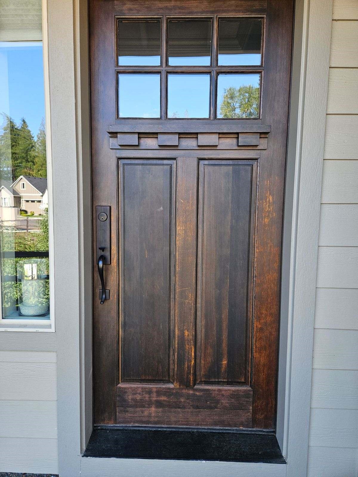 Refinishing entry door in Ridgefield WA